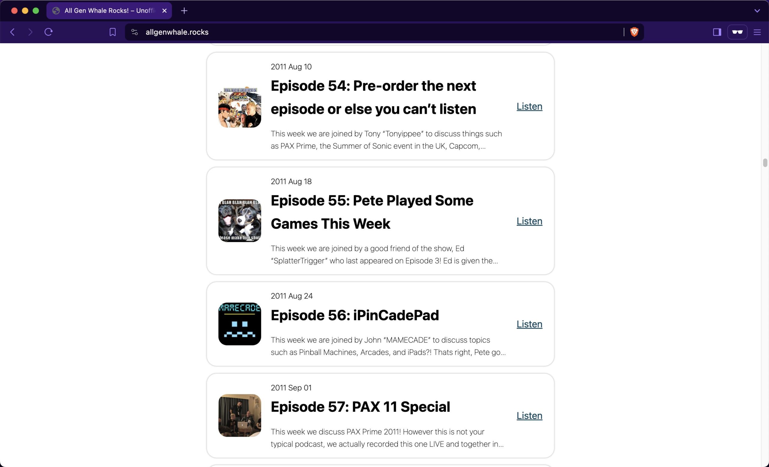 The complete episode list of All Gen Gamers is now available!